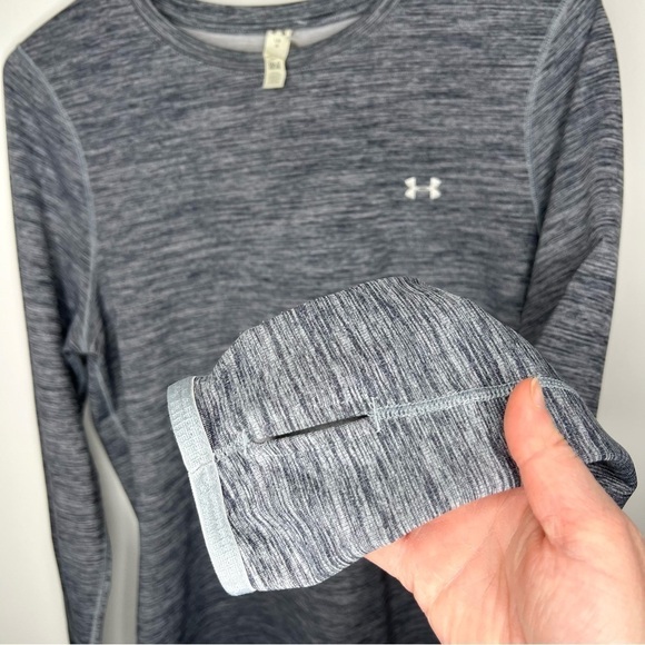 Under Armour Grey Gray Marled Long Sleeve Cold Gear Athletic Sporty Top Large - Picture 8 of 14